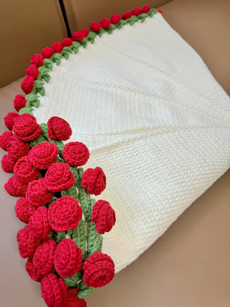 Couverture rose, couverture rose tricotée à la main, cadeaux de fête des mères, cadeaux de Saint-Valentin