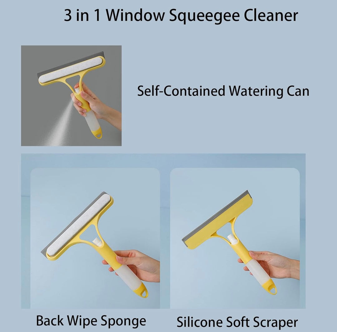 3 in 1 Double Faced Glass & Window Cleaner With Spray Bottle