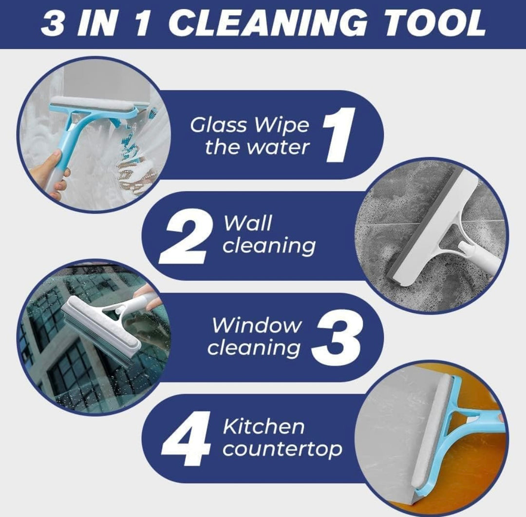 3 in 1 Double Faced Glass & Window Cleaner With Spray Bottle