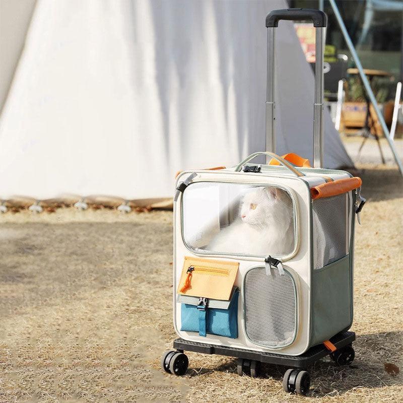 Katzentrage-Rucksack mit Rädern, Trolley-Tasche