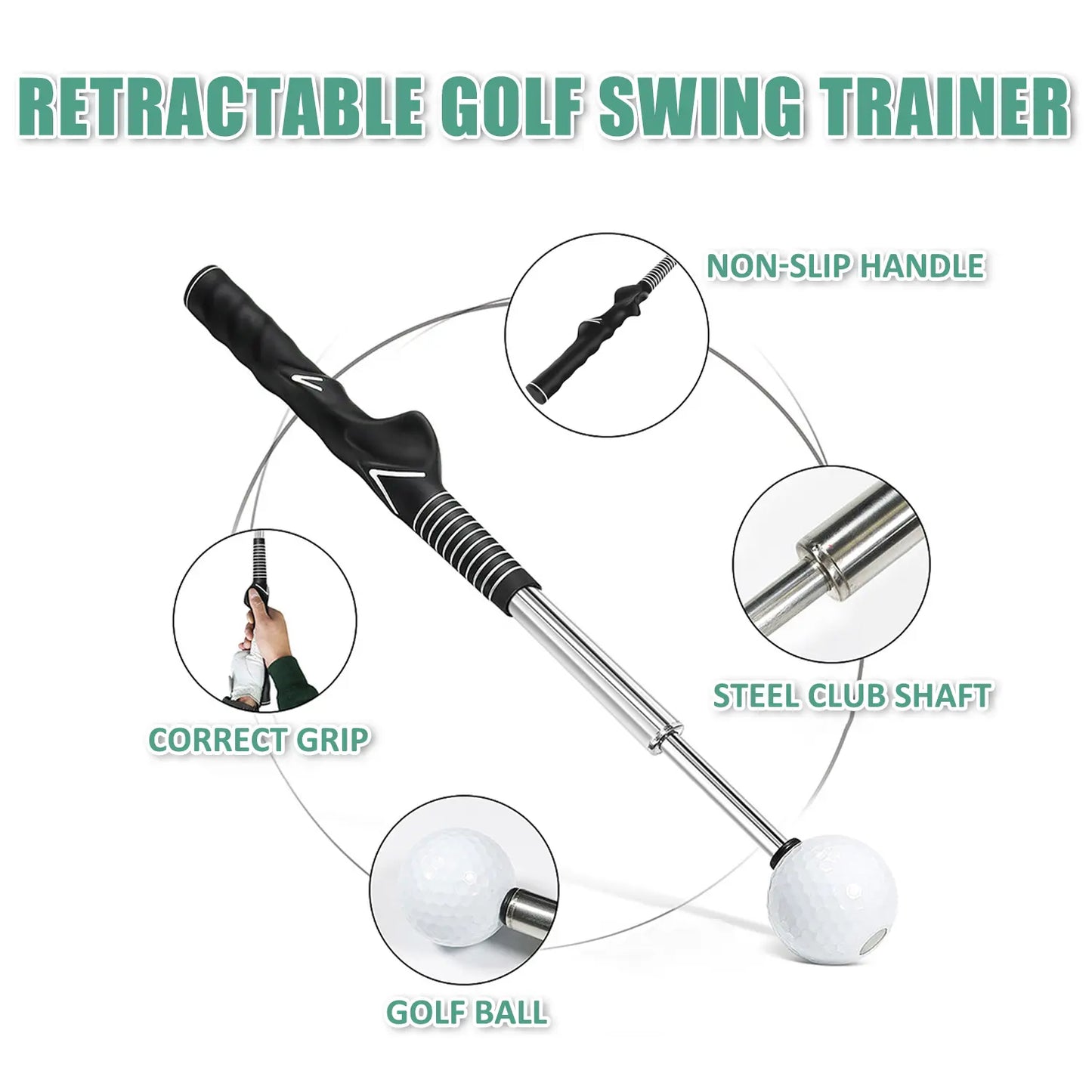 Retractable Golf Swing Training Aid